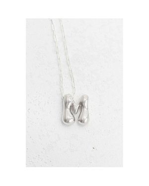 Emerson & Oliver Small Paperclip Necklace With Letter Charm - White