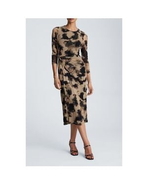 Kenneth Cole Knot Front Mesh Midi Dress - Multicolor
