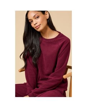 Softies Vintage Velvet Crewneck With Pintuck Pant - Red