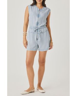 Splendid Rosalie Tie Waist Denim Romper - Blue