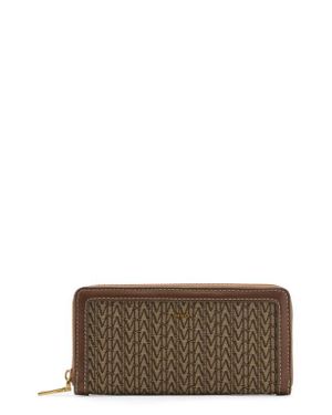 Mango Large Logo Jacquard Zip Wallet - Brown