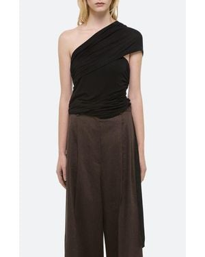 Helmut Lang Wind Convertible Asymmetric Cutout Jersey Top - Black