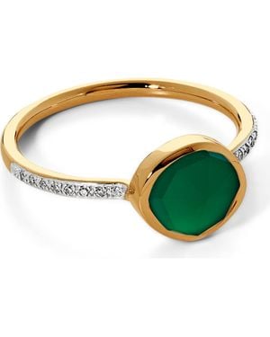 Monica Vinader Siren Onyx & Diamond Stacking Ring - Green