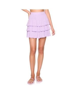 Susana Monaco Pointelle Tiered Sweater Miniskirt - Pink