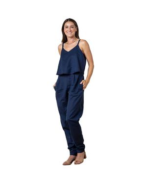 Hope & Henry Sleeveless Faux Top Jumpsuit - Blue