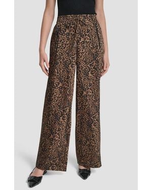 DKNY Cheetah Print Wide Leg Pants - Brown