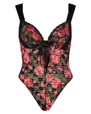 Savage x Fenty Sinful Rose Lace Teddy - Red