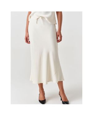 Ghost Dahlia Picot Trim Satin Midi Skirt - Natural