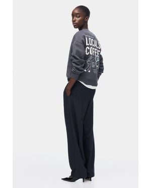 H&M Text-Motif Sweatshirt - Blue