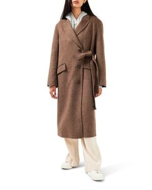 Belle & Bloom Right There Side Tie Wool Blend Coat - Brown