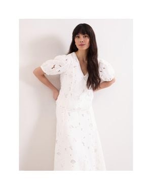 Phase Eight Marina V-Neck Lace Blouse - Pink