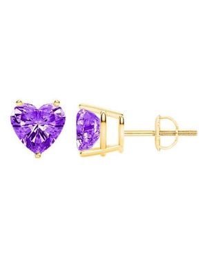 Donatello Gian Sterling Amethyst Screw Back Studs - Pink