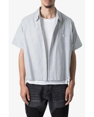 MNML Stripe Short Sleeve Button-Up Shirt - Gray