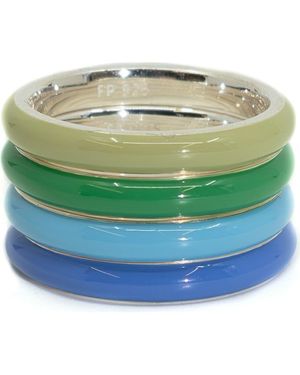 Fry Powers The Cool Set Of Enamel Stacking Rings - Green
