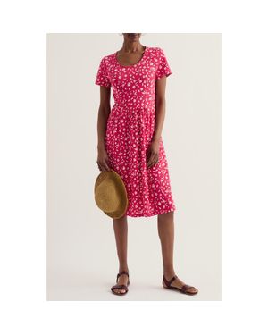 Seasalt Cornwall Enor Floral Organic Cotton Fit & Flare Midi Dress - Red