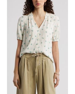 Treasure & Bond Floral Button-Up Top - Natural