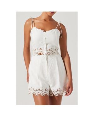Astr Kiya Eyelet Hem Linen Camisole - White