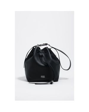 Bimba Y Lola Large Leather Carlino Bucket Bag - Black