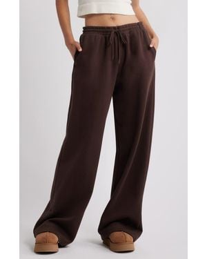 BP. Wide-Leg Fleece Pants - Brown