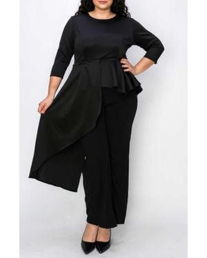 L I V D Sanctuary Asymmetric Peplum Top - Black