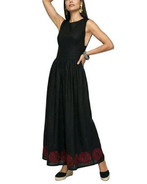 Raffya Vanessa Wide Leg Embroidered Jumpsuit - Black