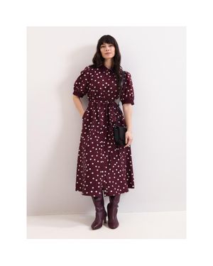 Phase Eight Delphine Printed Puff Sleeve Midi Dress - Purple