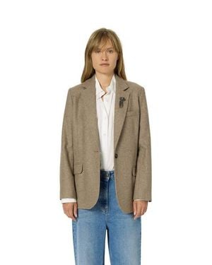 Gerard Darel Nellys Herringbone Straight Jacket - Natural