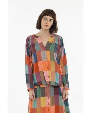 Ace & Jig Daryl Button Front Raglan Blouse - Orange