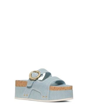 Kate Spade Two-Strap Denim Platform Sandal - Blue