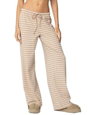 Edikted Jona Stripe Stretch Cotton Drawstring Pants - Natural