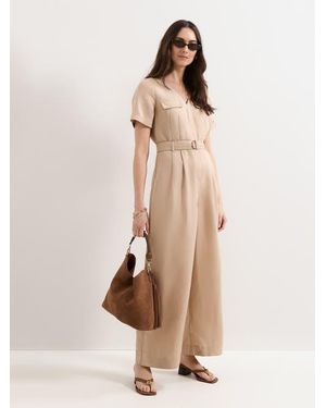 Phase Eight Daniela V-Neck Short Sleeve Jumpsuit - Natural