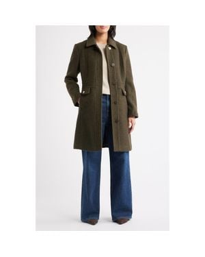 Sam Edelman Inset Waist Bouclé Coat - Black