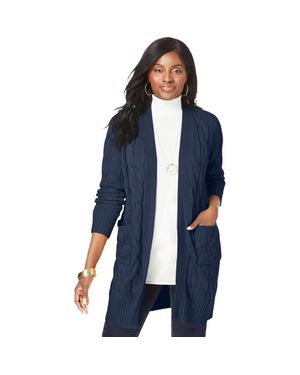 Jessica London Cable Duster Sweater - Blue