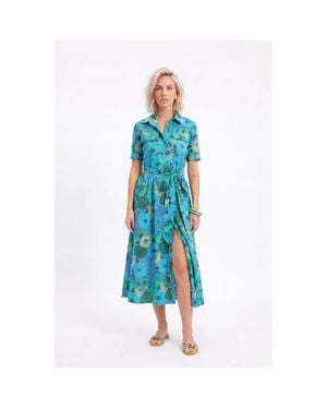 Ro's Garden Crispy Cotton Sutton Maxi Dress - Blue