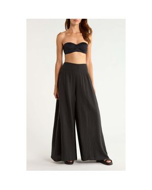 Elan Smocked Waist Cover-Up Palazzo Pants - Black