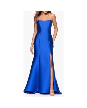 Betsy & Adam Strapless Mikado Mermaid Gown - Blue