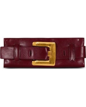 Balmain Anthem Leather Clutch - Red