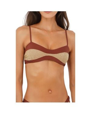 MALAI Halo Colorblock Bikini Top - Brown
