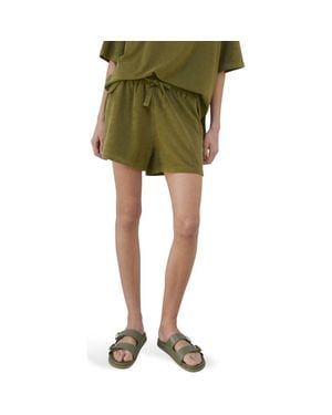 Mango Cotton Blend Terry Shorts - Green