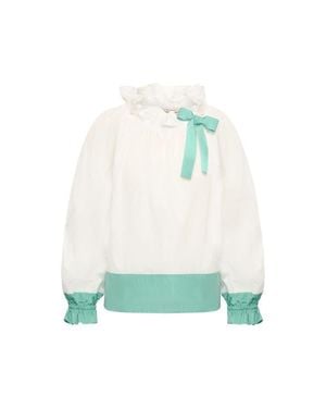 Maison Common Taffeta Blouse With Bloon Sleeves And Bow - Green