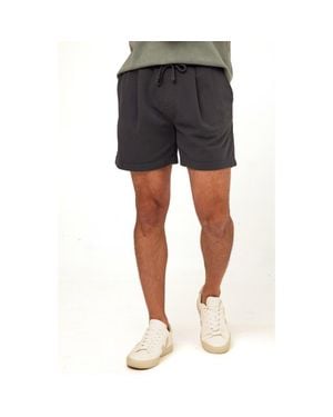 Threads For Thought Easton Pleated Mineral Wash Terry Cloth Shorts - Black