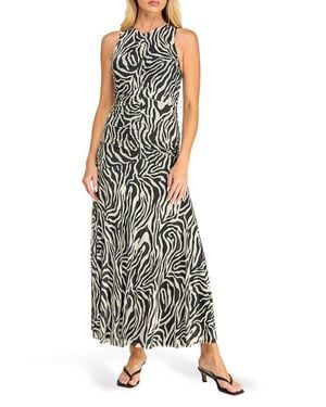 Socialite Ruched Mesh Midi Dress - Multicolor