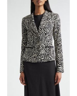 St. John Ernestine Zebra Print Blazer - Black
