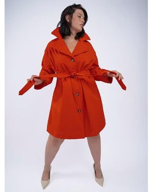 See Rose Go Tech Twill Trench Coat Plus Size - Red