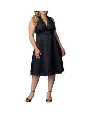 Kiyonna Pinup Boudour Lace Cocktail Dress - Black