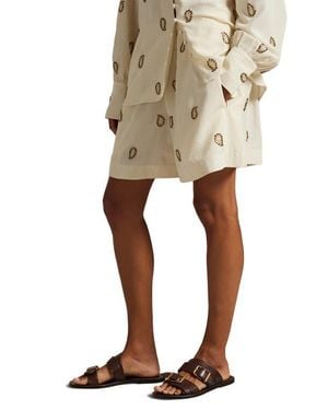 Polo Ralph Lauren Anna Beaded Paisley Shorts - Natural