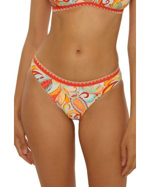 Lucky Brand Phuket Embroidered Trim Hipster Bikini Bottoms - Orange