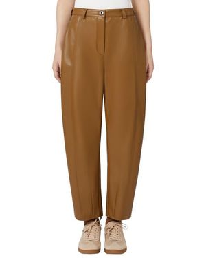 MM by Max Mara Anselmo Faux Leather Straight Leg Pants - Brown