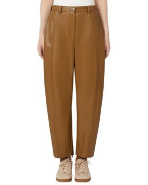 MM by Max Mara Anselmo Faux Leather Straight Leg Pants - Brown