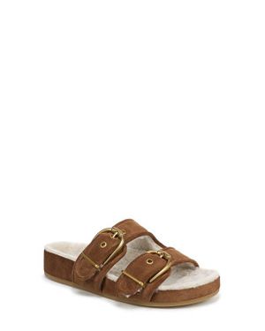 Veronica Beard Prue Genuine Shearling Lined Two Strap Sandal - Brown